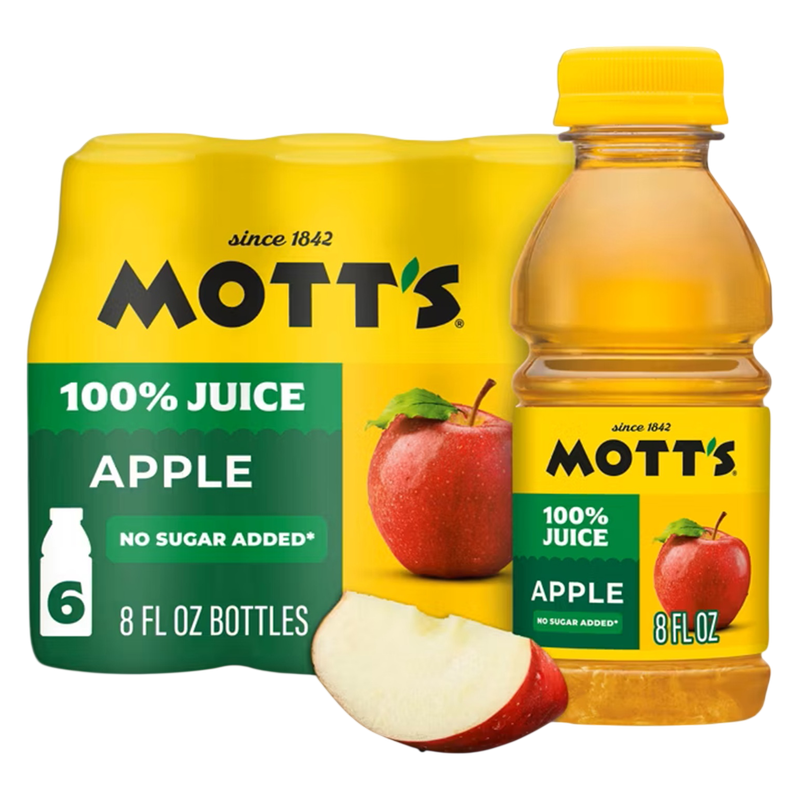 Mott's 100% Original Apple Juice, 8 fl oz bottles, 6 pack