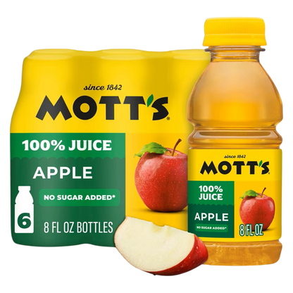 Mott's 100% Original Apple Juice, 8 fl oz bottles, 6 pack