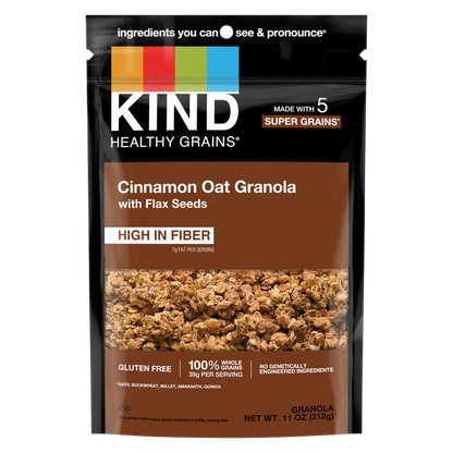 KIND Healthy Grains Granola, Cinnamon Oat Granola with Flax Seeds, 11 oz