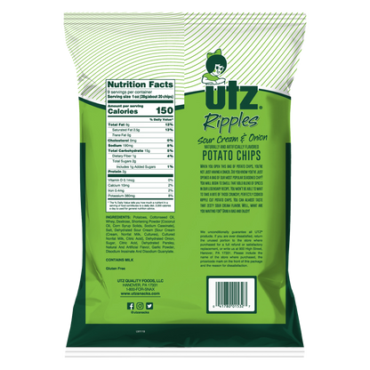 Utz Potato Chips Ripples Sour Cream & Onion 9oz