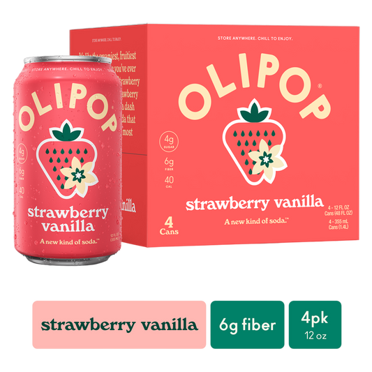 Olipop Strawberry Vanilla 4pk 12oz Can - XL Shelf Stable