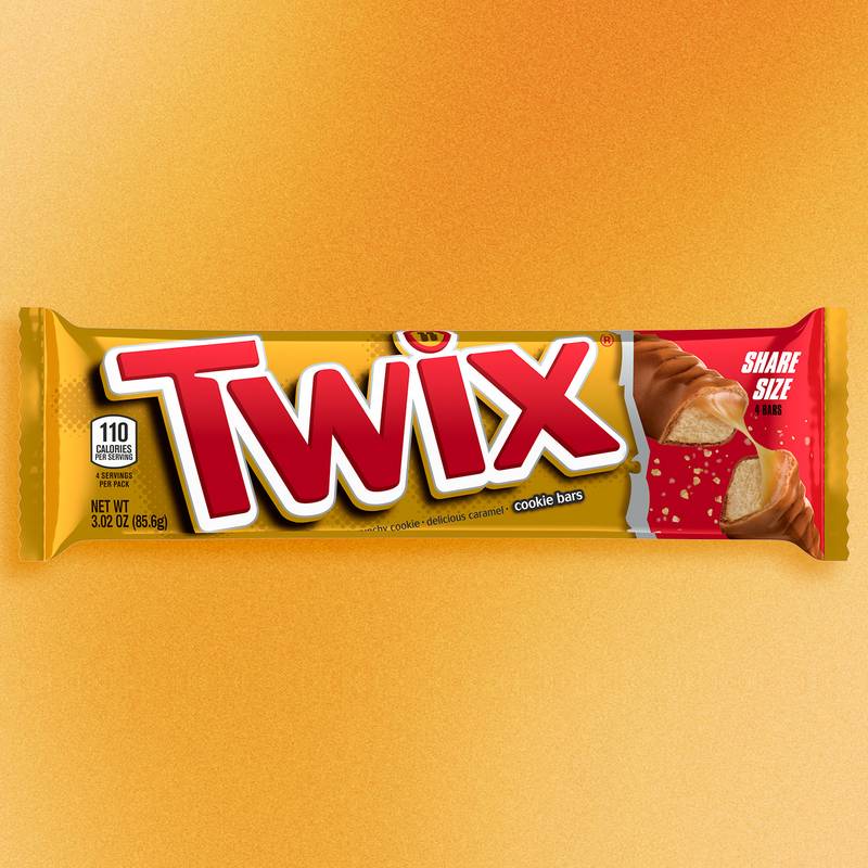TWIX Milk Chocolate Caramel Cookie Candy Bar, Share Size, 3.02 oz