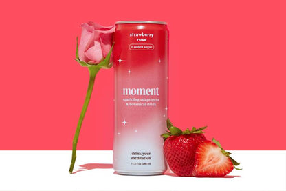 Moment Strawberry Rose Botanical Soda 11.5oz Can