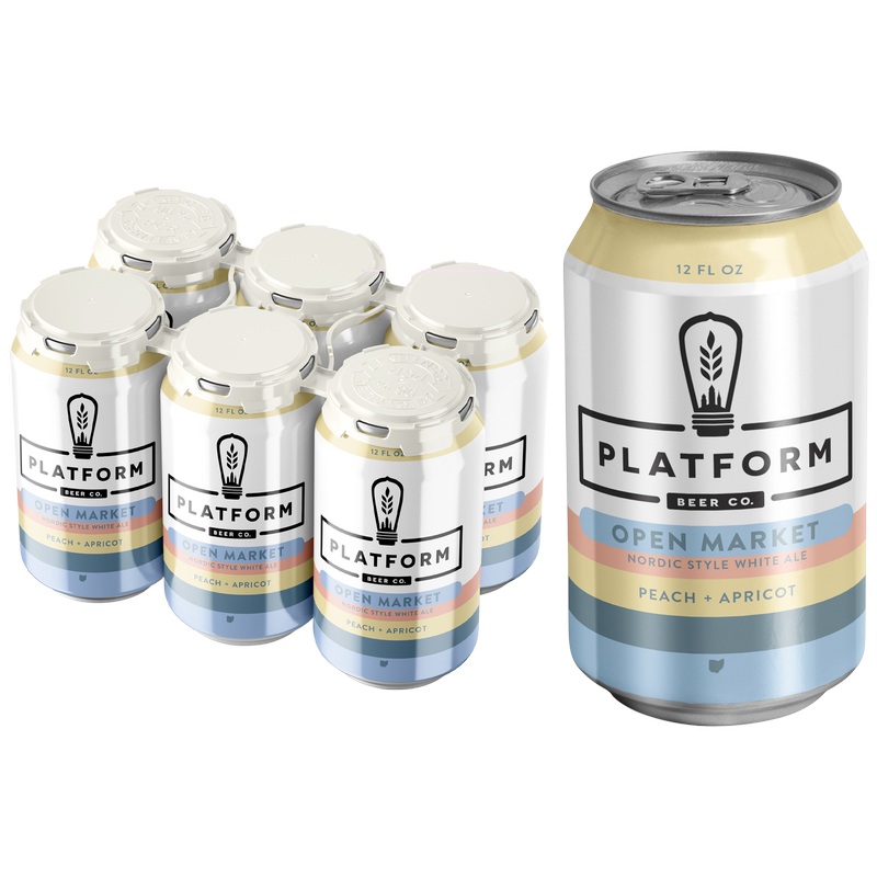 Platform Brewing Open Market Peach Apricot White Ale 6pk 12oz Can 4.8% ABV