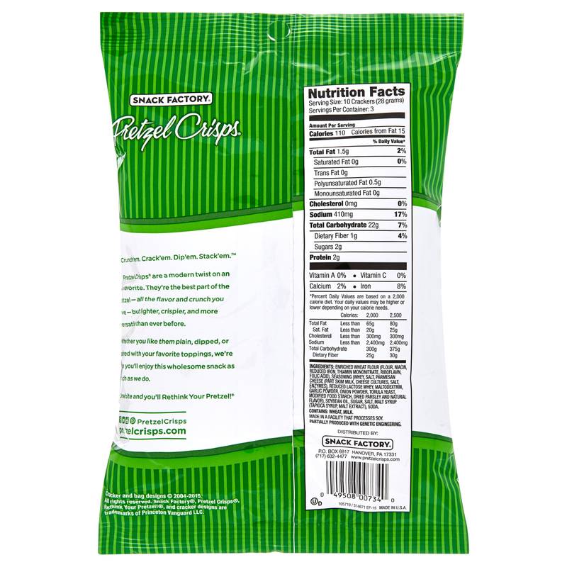 Pretzel Crisps Garlic Parmesan 3oz