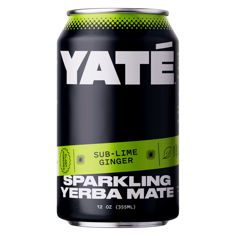 YATE Organic Sparkling Yerba Mate Tea Sub-Lime Ginger 12oz Can