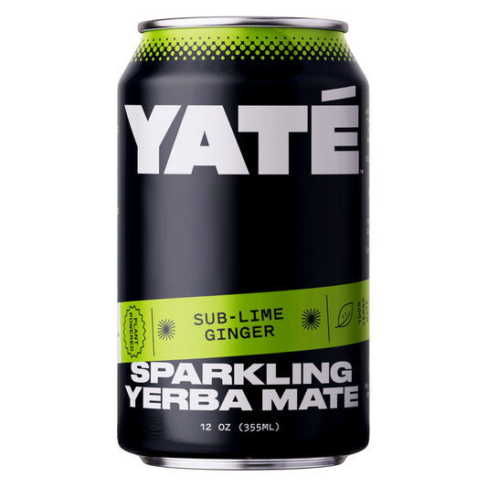 YATE Organic Sparkling Yerba Mate Tea Sub-Lime Ginger 12oz Can