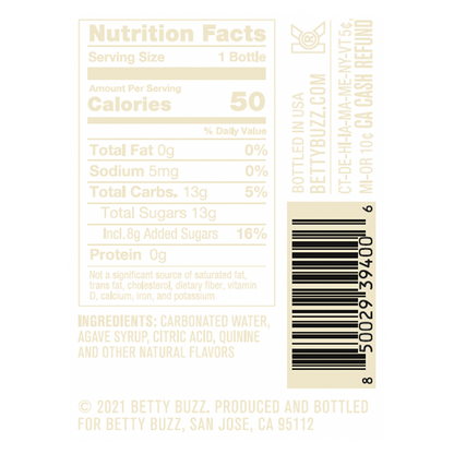 Betty Buzz Tonic Water 4pk 9oz 4pk Btl