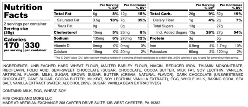 Brown Butter Chocolate Chip Cookie by Mini Cakes & More, 2.5 oz