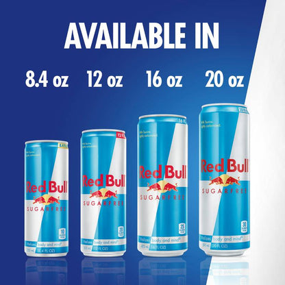 Red Bull Energy Drink Sugar Free 12pk 16oz Can- XL