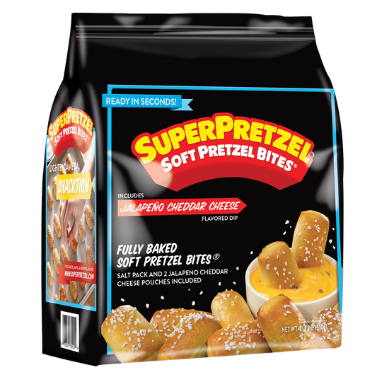 SuperPretzel Frozen Soft Pretzel Bites with Jalapeno Cheese Dip 18oz