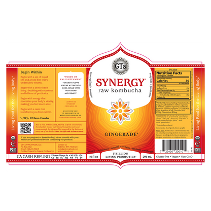 GT's SYNERGY Gingerade Kombucha 10oz Bottle