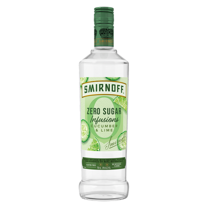 Smirnoff Zero Sugar Infusions Cucumber & Lime (Vodka Infused with Natural Flavors & Essence of Real Botanicals), 750 mL (60 Proof)