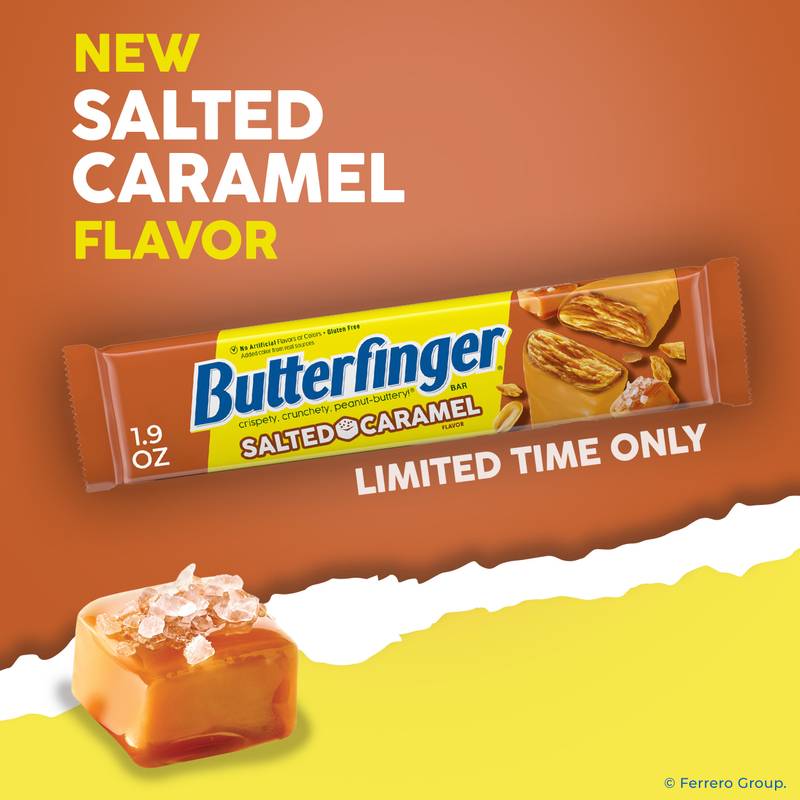 Butterfinger Salted Caramel Flavor, Peanut Buttery Candy Bars with Salted Caramel Flavor, Gluten Free, 1.9 oz