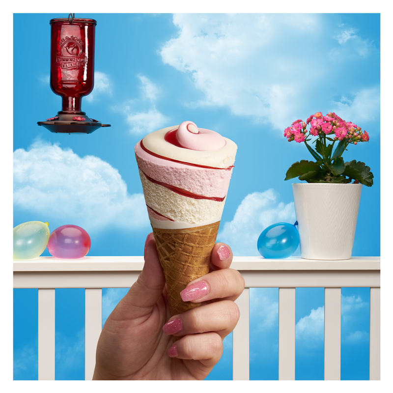 Blue Bunny Strawberry Cheesecake Soft Cones, Frozen Dessert, 4 Pack