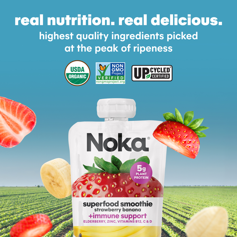 Noka Strawberry Banana Superfood Smoothie 6pk 4.22oz Box