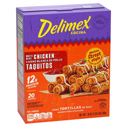 Delimex White Meat Chicken Taquitos Frozen Snacks, 20ct