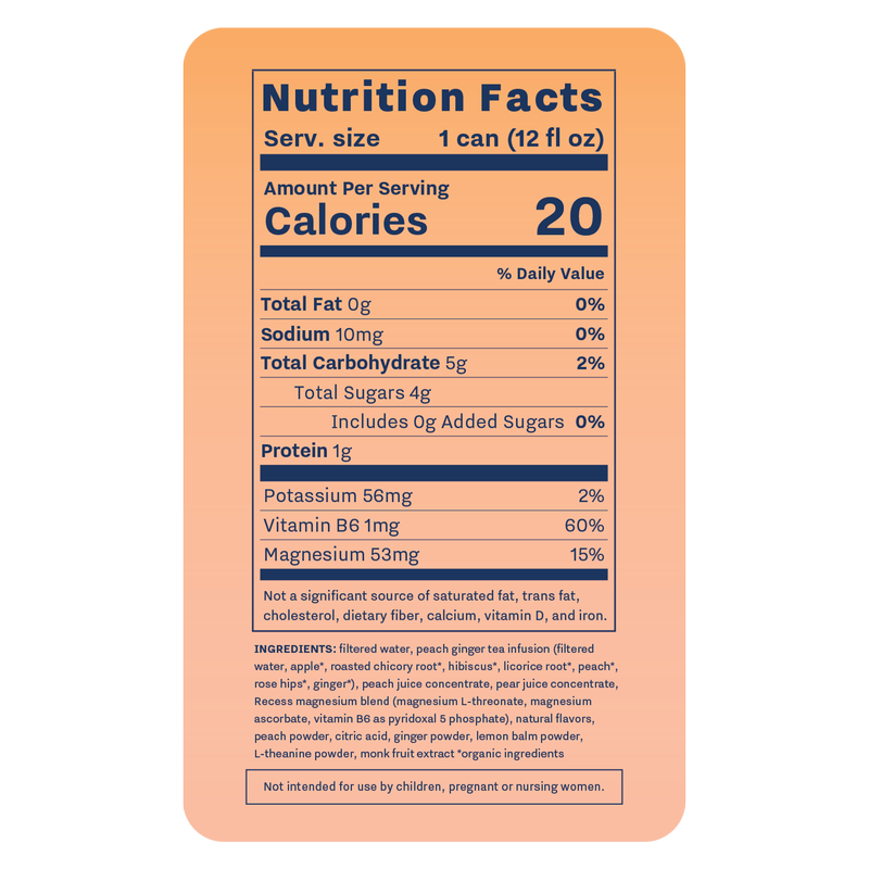 Recess Mood Infused Peach Ginger Sparkling Water 12oz Can