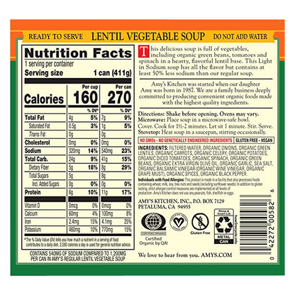 Amy's Lentil Vegetable Soup 14.5oz