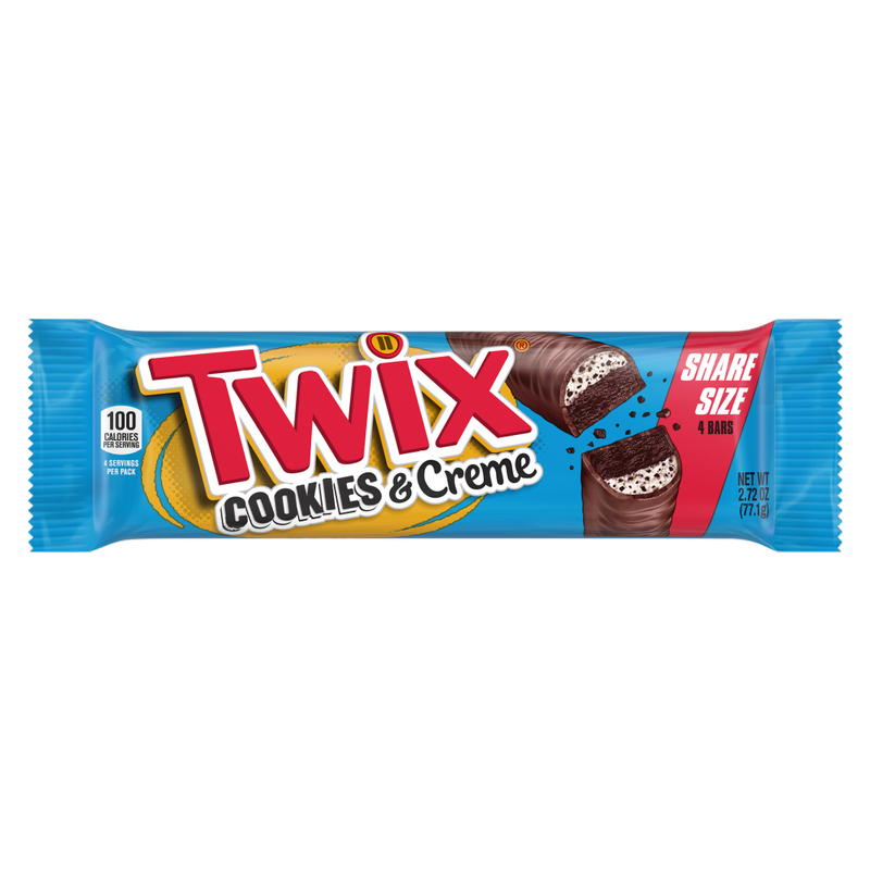 TWIX Cookies & Creme Chocolate Candy Bar, Share Size, 2.87 oz