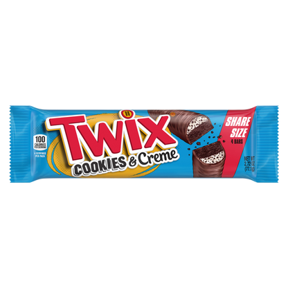 TWIX Cookies & Creme Chocolate Candy Bar, Share Size, 2.87 oz