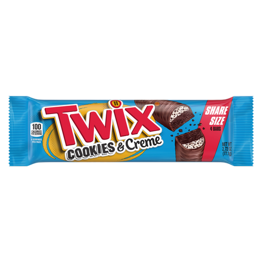 TWIX Cookies & Creme Chocolate Candy Bar, Share Size, 2.87 oz