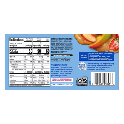 Gerber Organic Fruit Pouch 9ct Value Pack
