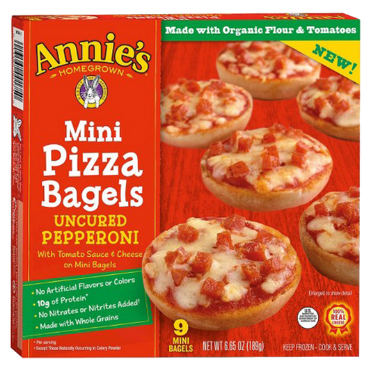Annie's Homegrown Frozen Pepperoni Mini Pizza Bagels 9ct 6.65oz
